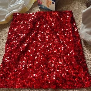 red sparkly skirt from amazon, stretchy